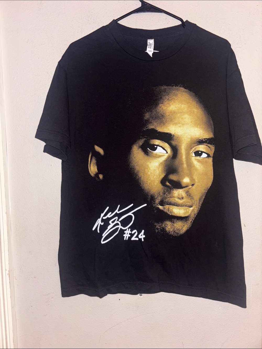 American Apparel Black Tee with Gold Portrait Graphic